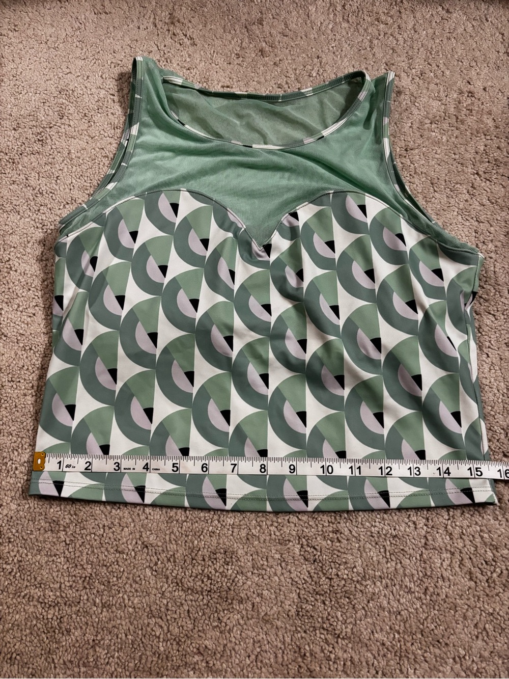 Kortni Jeane Mint Green Geo-Print Mesh Swim Top - Picture 3 of 6